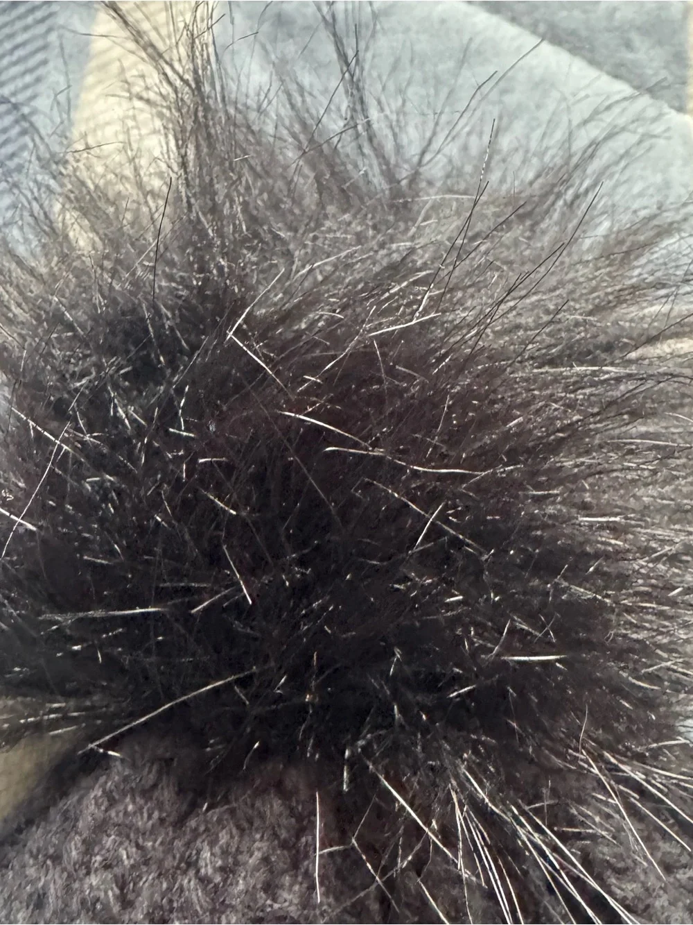 Black Knit Pom Beanie Hat - Women